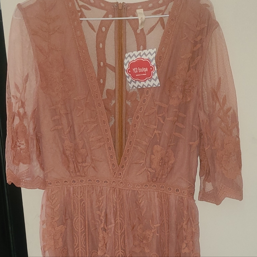 Lace Romper Maxi Dress